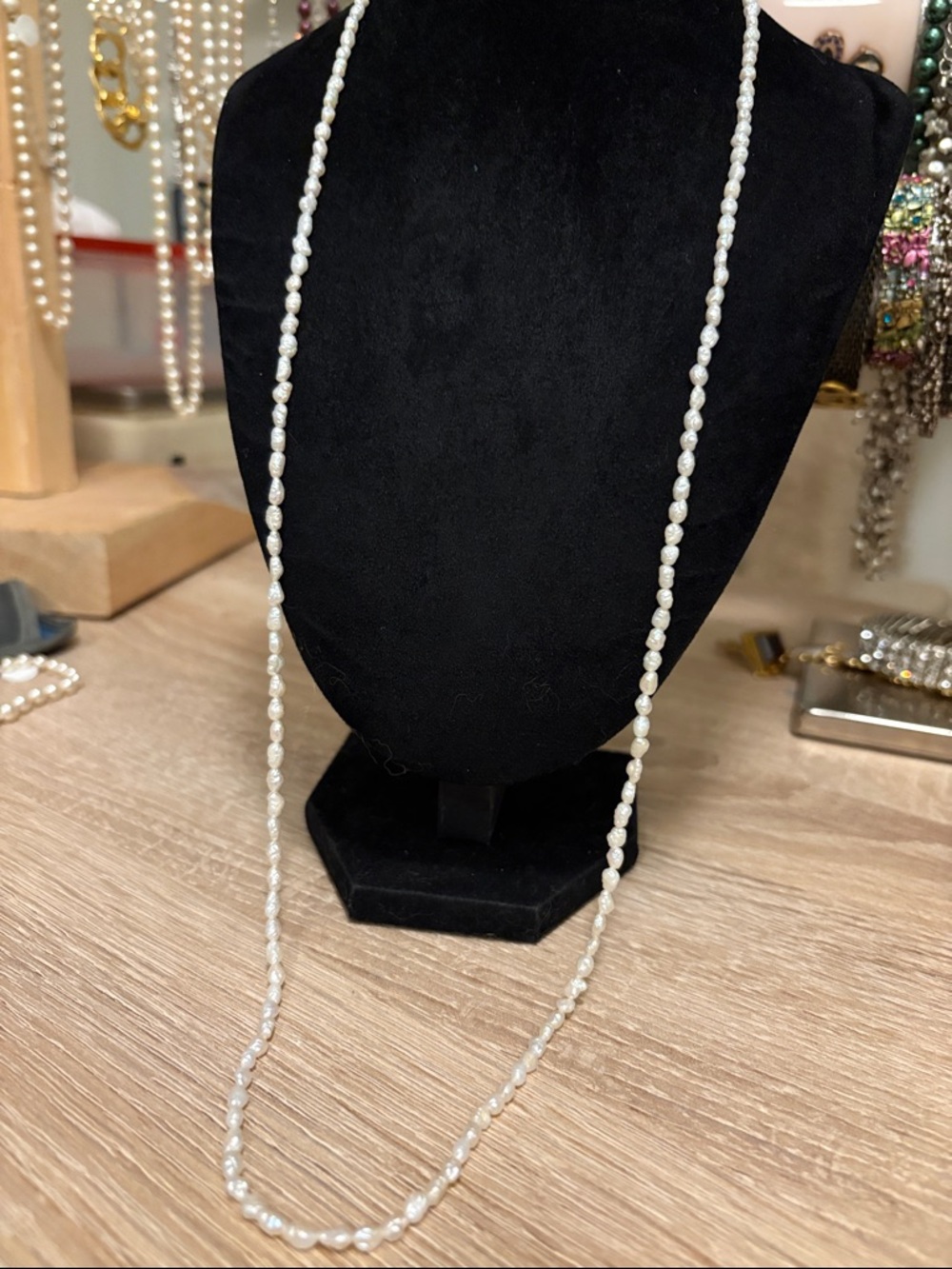 Vintage strand of petite freshwater, iridescent pearls